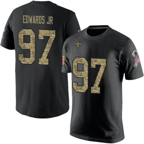 Men New Orleans Saints Black Camo Mario Edwards Jr Salute to Service NFL Football #97 T Shirt